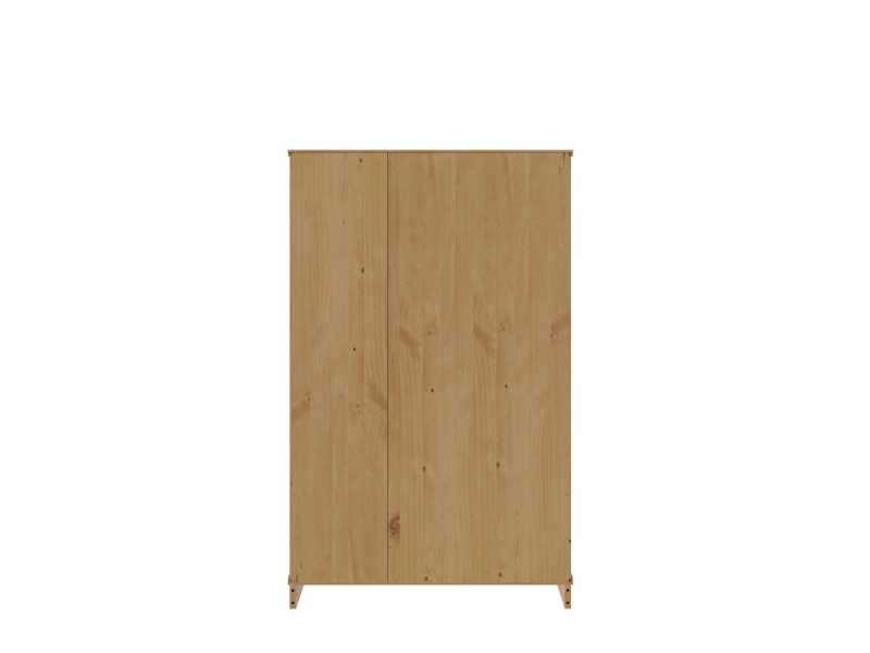 Estante de madeira com 1,19 m no acabamento cera natural com duas portas/ Coleção biblioteca